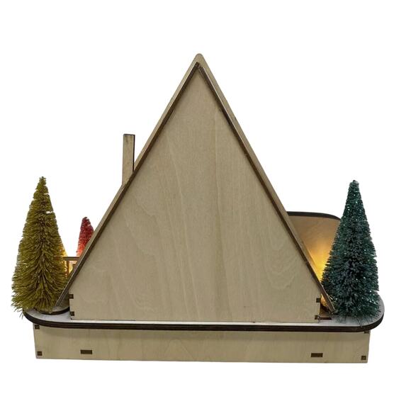 World Market Mid-Century Modern A-Frame House LED Christmas Decor Laser Wood NEW - Picture 5 of 5